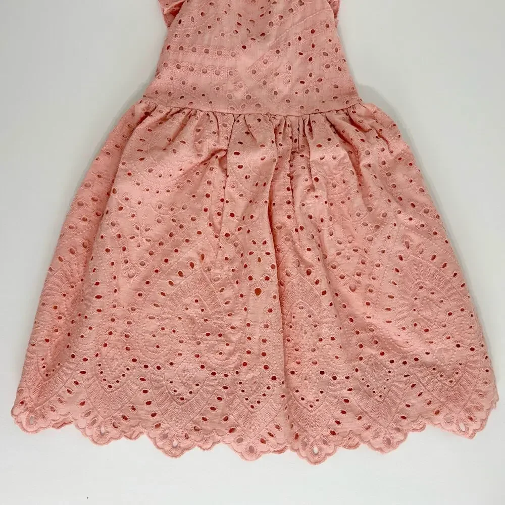 Girls Pink Eyelet Sundress Size 5 Cotton Candy & Hills Summer Lace Ruffle Dress